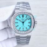 Swiss Replica Patek Philippe Nautilus 5711 Tiffany Blue Dial Diamond Bezel Watch 40MM